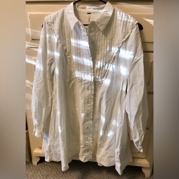 NWT Free People Cherry Buttondown Ruffled Mini Dress - Picture 4 of 6